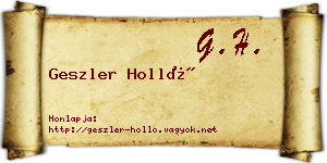 Geszler Holló névjegykártya